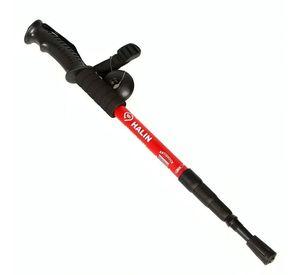 Bastón Trekking, 3 Tramos Mango Recto Antishock Rojo