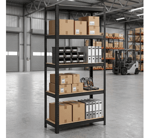 Estante Rack Metálico Negro 70x30x150cm, 5 Repisas, 175kg