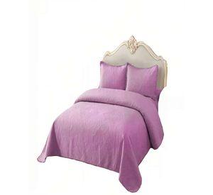QUILT CUBRECAMA DE VERANO 2 PLAZAS CON POMPON COLOR MORADO