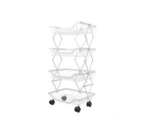 Organizador Multiuso Carrito Auxiliar 4 Niveles Ruedas Blanco