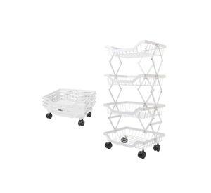 Organizador Multiuso Carrito Auxiliar 4 Niveles Ruedas Blanco