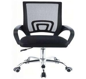 SILLA DE OFICINA CON BASE CROMADA COLOR NEGRO