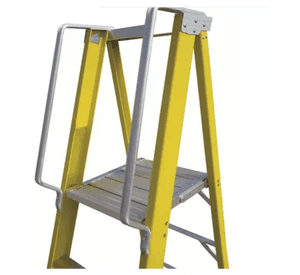 Escalera Industrial Plataforma Fibra De Vidrio 4 Peldaños Amarilla