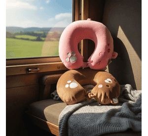 Almohada De Viaje Con Estampado De Animales Kawaii