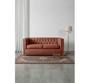 Sofa Roma 2 Cuerpos Capitoné Cuero Colorado