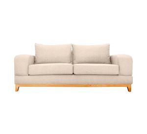 Sofá Basalto Chenille Tipo Lino Beige 3 Cuerpos