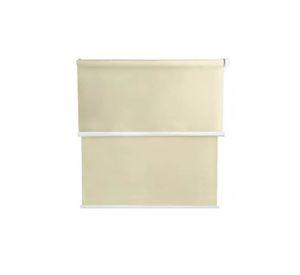 Cortina Roller Blackout 2 Paños 160x240 Doble Visillo Beige Sin Cenefa