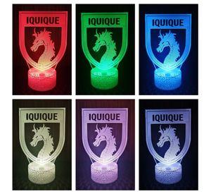 Lámpara ilusión 3D De Insignia Iquique 7 Colores Led