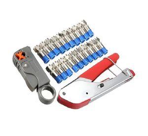 Pack Crimpeadora Pelacable Coaxial 20 Conectores Rg6 Rg59