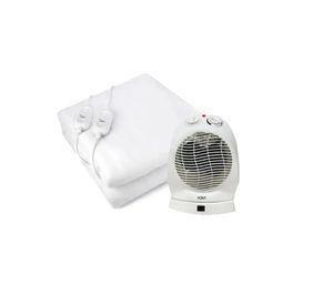 Calientacama 2 Plazas 60w Blanco +termoventilador 2000w Nex