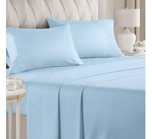 Juego de Sábanas 144 Hilos Azul 50/50 Polycotton 2 Plazas