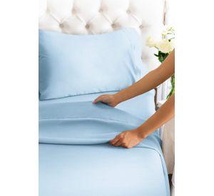 Juego de Sábanas 144 Hilos Azul 50/50 Polycotton 2 Plazas