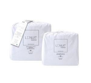 2 Sets Sábanas 1 Plaza 100% Algodón Percale 200 Hilos Essentials Liso Blanco