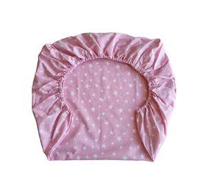 Set de 2 Sábanas Bajeras para colecho Mini Estrellas Blancas Fondo ROSA