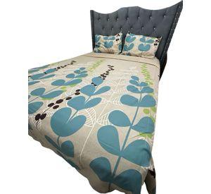 SABANA DE GÉNERO 2 PLAZAS BEIGE DISEÑO HOJAS