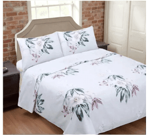 Juego sabana 1.5 plaza estampado flores color blanco