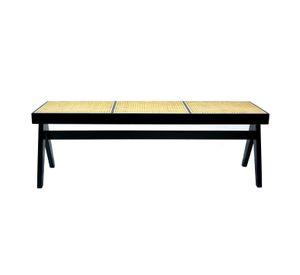 Banca Levin de madera color negro y rattan