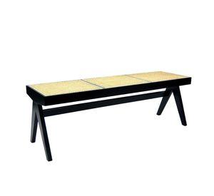 Banca Levin de madera color negro y rattan