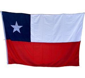 Bandera de Chile 140x210 cm Estrella Bordada Tela Reforzada Repelente al Agua