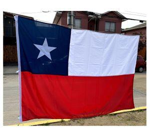 Bandera de Chile 140x210 cm Estrella Bordada Tela Reforzada Repelente al Agua