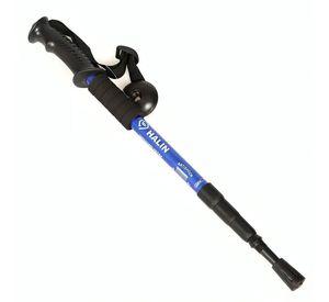 Bastón Trekking, 3 Tramos Mango Recto Antishock Azul