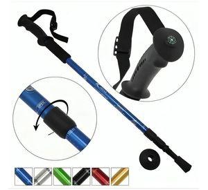 Bastón Trekking, 3 Tramos Mango Recto Antishock Azul