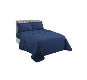 JUEGO DE SABANA AZUL KING UNICOLOR AJUSTE 360 TF
