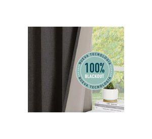 Cortina Blackout 100% 2 Paños 140x220cm Textura Lino Gris Oscuro