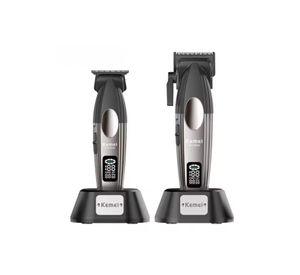 Barber Combo Kemei Cortadora y Patillera con Base 9000 RPM