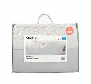 Juego de Sábanas Polar Lisa Broderie 1.5 Plazas / Gris – Mashini