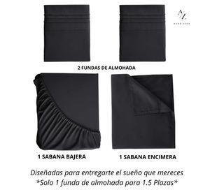 Juego De Sabanas 1800 Hilos Microfibra Cepillada Plazas Az 2.5 Gris