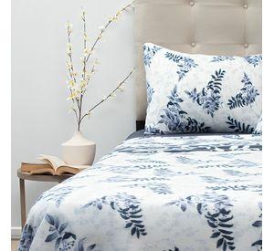 Sábanas Polar Composé 1.5 Plazas / Ramas Blanco Azul – Doral
