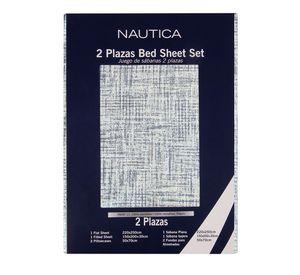 Sabanas  Microfibra Estampada  1 .5 Plazas 3P- Nautica Home- Azul