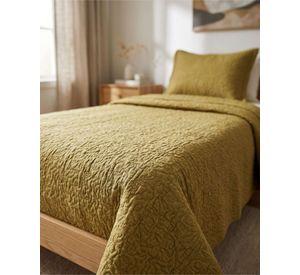 Cubrecama Quilt Verano Plaza y Media Delgado Texturizado Set Con Fundas a2