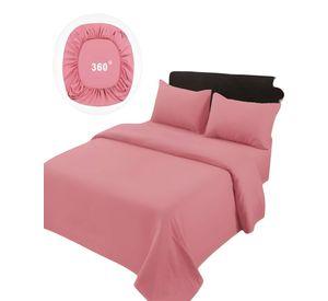 JUEGO DE SABANAS DE 500 HILOS 2 PLAZAS COLOR ROSA
