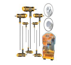 Juego Llave Allen Tipo T Punta Bola Ingco 8 Pzs 2-10mm Cr-v