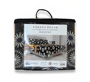 Sábanas de Polar Composé King / Flor Negro Salmón – Doral
