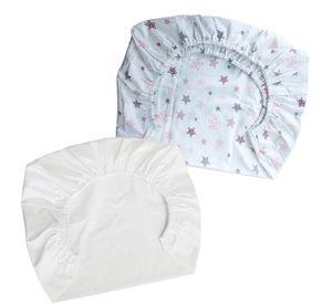 Set de 2 Sabanas Bajeras para Cuna Pack and Play Estrellas Rosa