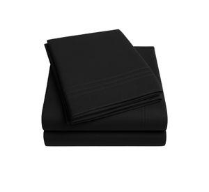 Juego de Sábanas 2 Plazas Negro Elegante con Ajuste y Fundas Vincenzi