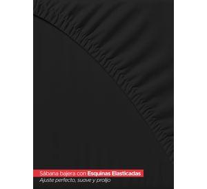 Juego de Sábanas 2 Plazas Negro Elegante con Ajuste y Fundas Vincenzi