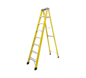 Escalera Fibra De Vidrio Industrial 2.4mts 8 Peldaños 150 kg Amarilla