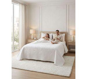 Cubrecama Quilt Verano King Bordado Floral Set Colcha Delgado a5