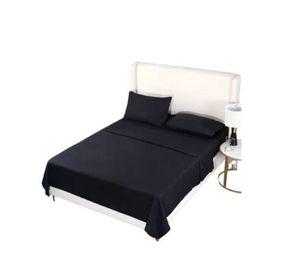 Juego de Sábanas 2 Plazas Unicolor 144 Hilos -Negro
