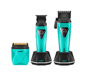 Maquina Barber Combo VGR Prof V877S3 Diamante 9000 RPM Verde