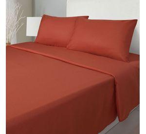 JUEGO DE SABANAS ARTHOME 1.5 PLAZAS TERRACOTA CON RELIEVE - MICROFIBRA 80G