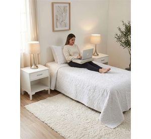 Cubrecama Quilt Verano Plaza y Media Bordado Floral Set Colcha Delgado a2