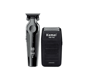 Combo Patillera Trimmer Kemei 264 Shever Kemei 1102 Color Negro