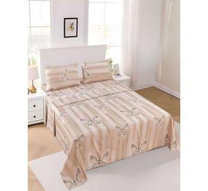 SET DE SABANAS DISEÑO MARIPOSA 2 PLAZAS BEIGE