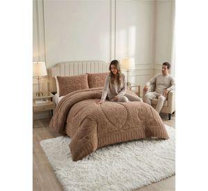 Cubrecama Plumón Jacquard Premium 2 Plazas Invierno Térmico café