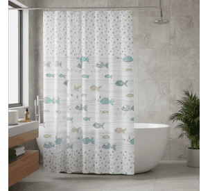 Cortina de Ducha con Estampado de peces